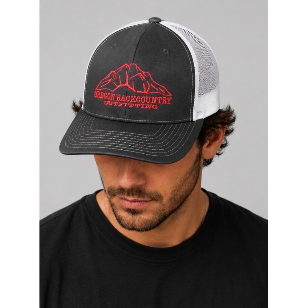 Richardson 112 Trucker Hat Oregon Backcountry Outfitting Mesh Snapback Gray OSFM
